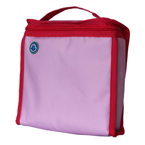 Coolpod Freezable Sandwich Bag in a pink and red design, featuring built-in ice packs to keep food cool and fresh for hours.