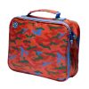 Coolpod Freezable Bento Regular Bag in a red camouflage pattern, featuring built-in ice packs to keep meals cool for up to 8 hours, ideal for school or outings.