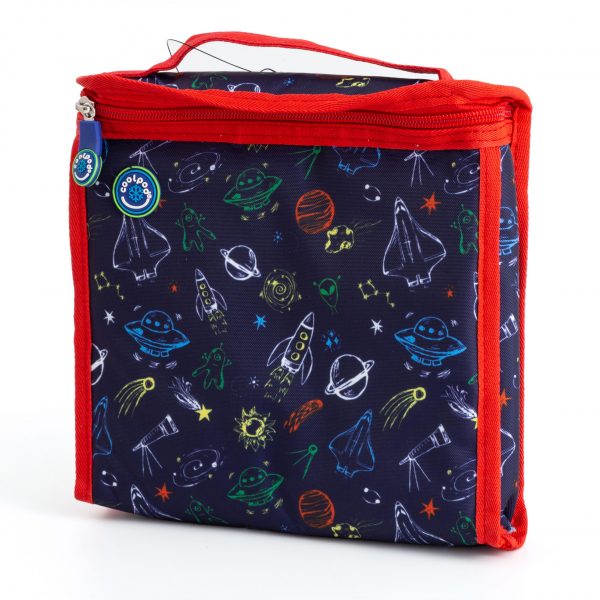 Coolpod Freezable Sandwich Bag with a space-themed design keeps sandwiches fresh and cool for hours. Perfect for school lunches and outdoor activities.