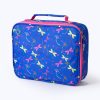 Coolpod Freezable Bento Cooler Bag Regular with a vibrant butterfly pattern on a blue background, featuring a pink zipper and handle.