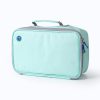 Coolpod Freezable Rectangular Lunch Cooler Bag in light teal with a grey zipper and handle, designed to keep food fresh and cool.