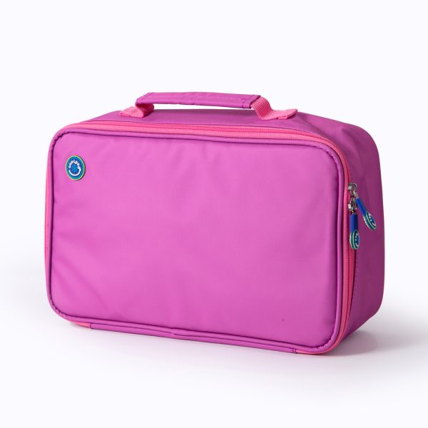 Coolpod Freezable Rectangular Lunch Cooler Bag in solid pink with matching zipper and handle, designed for keeping food fresh and cool.