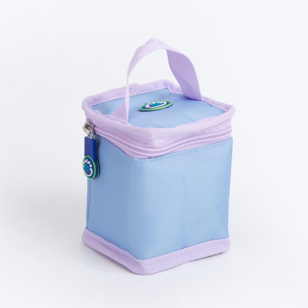 Freezable Yoghurt Cooler Bag With Spoon - Chambray Blue/Pastel Lilac